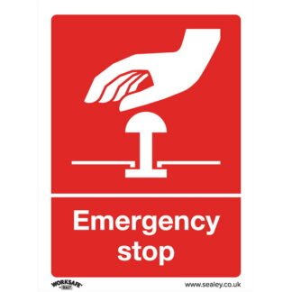 Sealey Worksafe® Emergency Stop Safety Sign - Self- Adhesive Vinyl (5054630000683) SS35V1