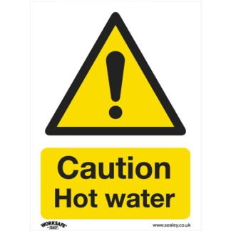 Sealey Worksafe® Caution Hot Water Safety Sign- Rigid Plastic (5054630000843) SS38P1