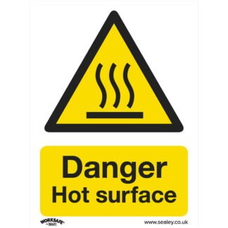 Sealey Worksafe® Danger Hot Surface Safety Sign, Rigid Plastic - Pack of 10 (5054630001970) SS42P10