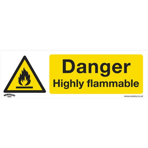 Sealey Worksafe® Danger Highly Flammable Safety Sign - Rigid Plastic (5054630001611) SS45P1