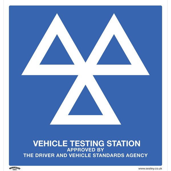 Sealey Worksafe® MOT Testing Station Safety Sign, Rigid Plastic - Pack of 10 (5054630000409) SS51P10
