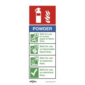 Sealey Worksafe® Powder Fire Extinguisher Safety Sign, Self- Adhesive Vinyl - Pack of 10 (5054630102110) SS52V10