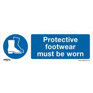 Sealey Worksafe® Protective Footwear Must Be Worn Safety Sign, Self- Adhesive Vinyl - Pack of 10 (5054511990140) SS7V10