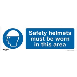 Sealey Worksafe® Safety Helmets Must Be Worn In This Area Safety Sign, Self- Adhesive Vinyl - Pack of 10 (5054511990287) SS8V10
