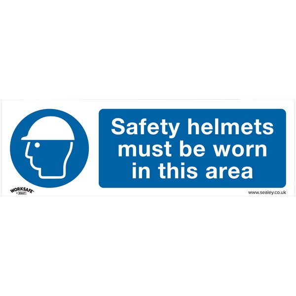 Sealey Worksafe® Safety Helmets Must Be Worn In This Area Safety Sign - Self- Adhesive Vinyl (5054511990263) SS8V1