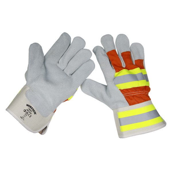 Sealey Worksafe® Reflective Rigger s Gloves - Pair (5054511974010) SSP14HV