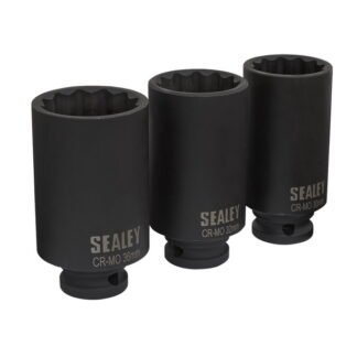 Sealey Impact Hub Nut Socket Set 1/2IN Sq Drive 12- Point 3pc (5024209954587) SX051