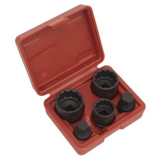 Sealey Impact Hub Socket & Socket Bit Set 1/2IN Sq Drive 12- Point 5pc (5051747443402) SX053