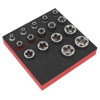 Sealey TRX- P* EPR Socket Set 1/4IN , 3/8IN & 1/2IN Sq Drive 16pc (5054630583445) SX096
