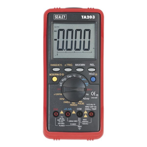 Sealey 15- Function Digital Automotive Multimeter with Bar Graph/PC Link (5024209700399) TA203