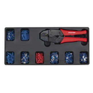 Sealey Premier Ratchet Crimper & Assorted Insulated Terminal Set with Tool Tray 325pc (5051747333857) TBT16