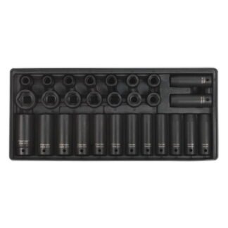 Sealey Premier Impact Socket Set with Tool Tray 1/2IN Sq Drive 28pc (5051747333987) TBT24