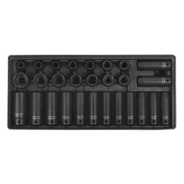 Sealey Premier Impact Socket Set with Tool Tray 1/2IN Sq Drive 28pc (5051747333987) TBT24