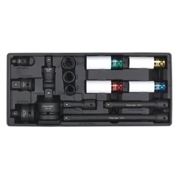 Sealey Premier Impact Socket & Adaptor Set with Tool Tray 15pc (5051747333994) TBT25