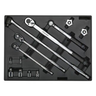 Sealey Premier Ratchet, Torque Wrench, Breaker Bar & Socket Adaptor Set with Tool Tray 13pc (5054511917222) TBT32