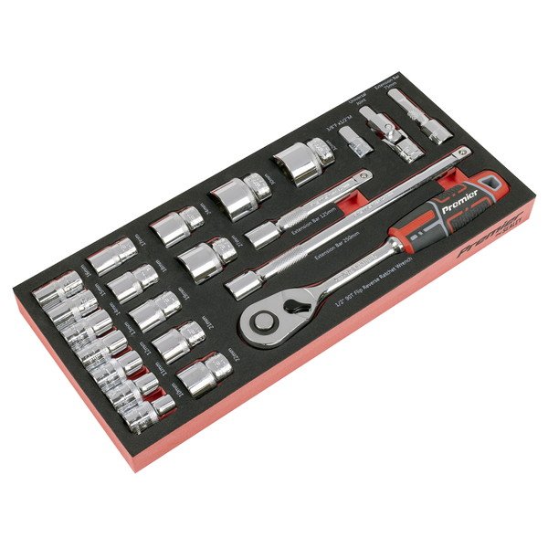 Sealey Premier Socket Set with Tool Tray 1/2IN Sq Drive 22pc (5054630516832) TBT42