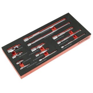 Sealey Premier Wobble Extension Bar Set with Tool Tray 1/4IN , 3/8IN & 1/2IN Sq Drive 12pc (5054630516917) TBT44