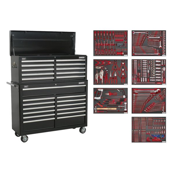 Sealey Superline PRO® Tool Chest Combination 23 Drawer with 446pc Tool Kit - Black (5054511004885) TBTPBCOMBO4