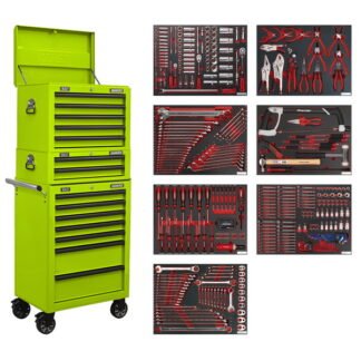 Sealey Superline PRO® Tool Chest Combination 14 Drawer with 446pc Tool Kit - Green (5054630566745) TBTPCOMBO7