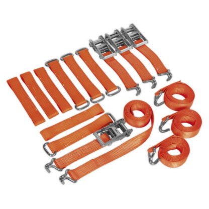 Sealey Alloy/Steel Wheel Car Transporter Ratchet Strap Kit 4pc 50mm x 3m 4500kg Breaking Strength (5051747807501) TDRWKIT