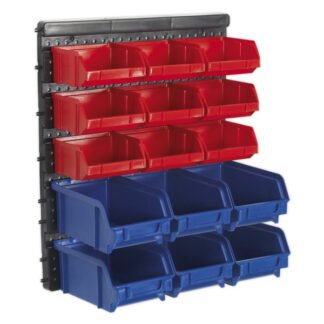 Sealey Wall Mounting Bin Storage System with 15 Bins (5051747780972) TPS1569WM