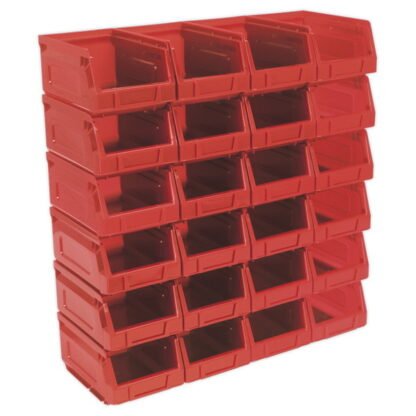 Sealey Plastic Storage Bin 105 x 165 x 85mm, Red - Pack of 24 (5051747557062) TPS224R