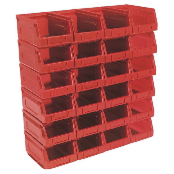 Sealey Plastic Storage Bin 105 x 165 x 85mm, Red - Pack of 24 (5051747557062) TPS224R