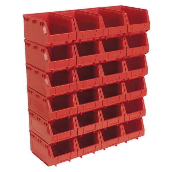 Sealey Plastic Storage Bin 150 x 240 x 130mm, Red - Pack of 24 (5051747557086) TPS324R