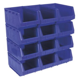 Sealey Plastic Storage Bin 210 x 355 x 165mm, Blue - Pack of 12 (5051747557123) TPS412B
