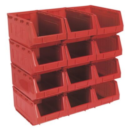 Sealey Plastic Storage Bin 210 x 355 x 165mm, Red - Pack of 12 (5051747557116) TPS412R