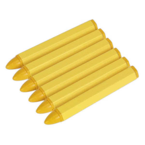 Sealey Tyre Marking Crayon, Yellow - Pack of 6 (5051747928633) TST14