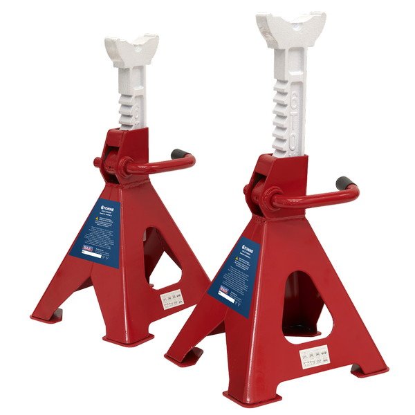 Sealey Ratchet Type Axle Stands (Pair) 6 Tonne Capacity per Stand (5054630097713) VS2006
