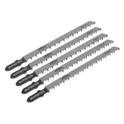Sealey Worksafe® Jigsaw Blade for Wood & Plastics 90mm 8tpi - Pack of 5 (5055257205192) WJT301CD