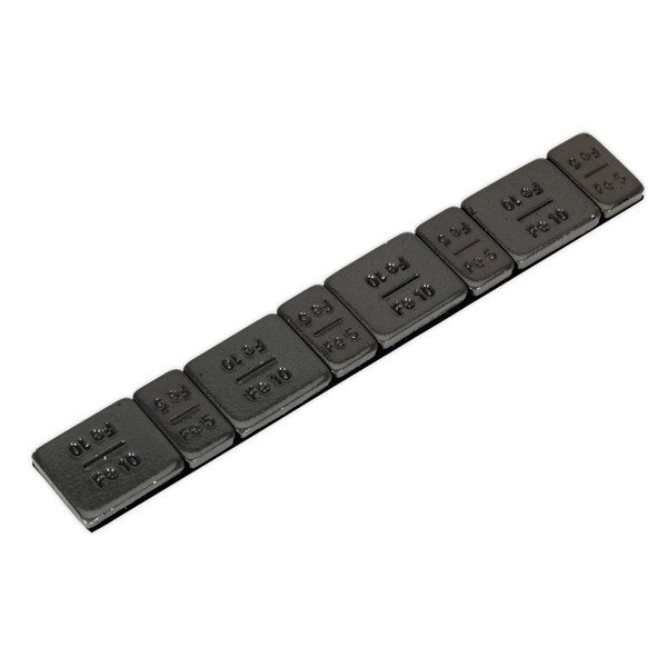 Sealey Black Steel Adhesive Wheel Weight 5/10g Strip of 8 - Pack of 50 (5054511153088) WWSA510B