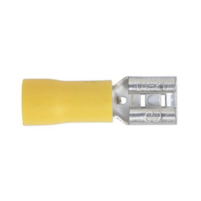 Sealey Push- On Female Terminal 6.3mm, Yellow - Pack of 100 (5054511012712) YT13