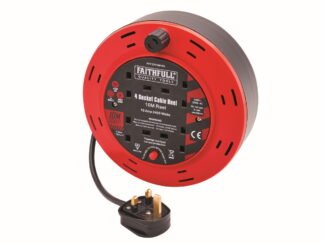 Faithfull 10m Cable Reel 10A, 4 Sockets XMS25CR10M