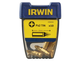 Irwin Screwdriver Bits Pozidriv PZ2 25mm Titanium (Pack 10) (5706915043426) IRW10504342