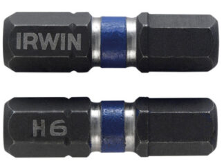 Irwin Impact Screwdriver Bits Hex 6.0 x 25mm (Pack 2) (5706919233489) IRW1923348