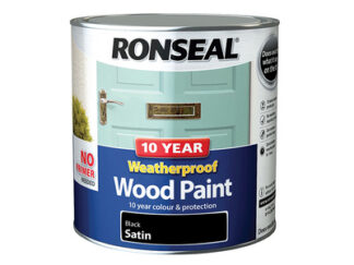 Ronseal 10 Year Weatherproof Wood Paint Black Satin 2.5 litre (5010214887941) RSL38794