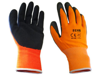 Scan Hi-Vis Orange Foam Latex Coated Gloves - XXL (Size 11) (5023969317700) SCAGLOLATOXX