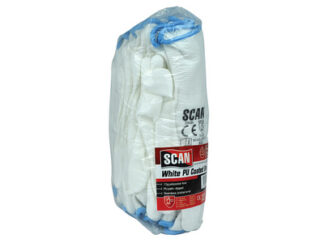 Scan White PU Coated Gloves - L (Size 9) (Pack 12) (5023969317397) SCAGLOPUW12L